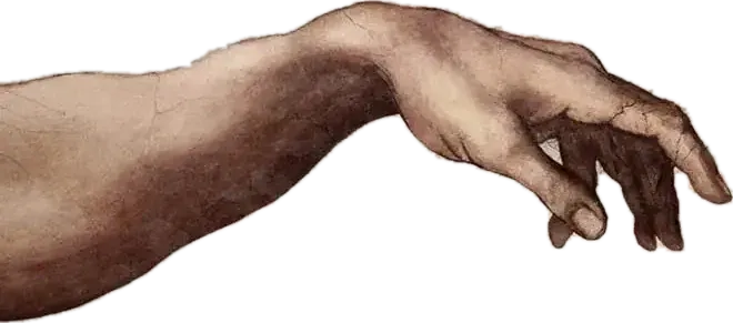 Mano del huésped, detalle de La creación de Adán